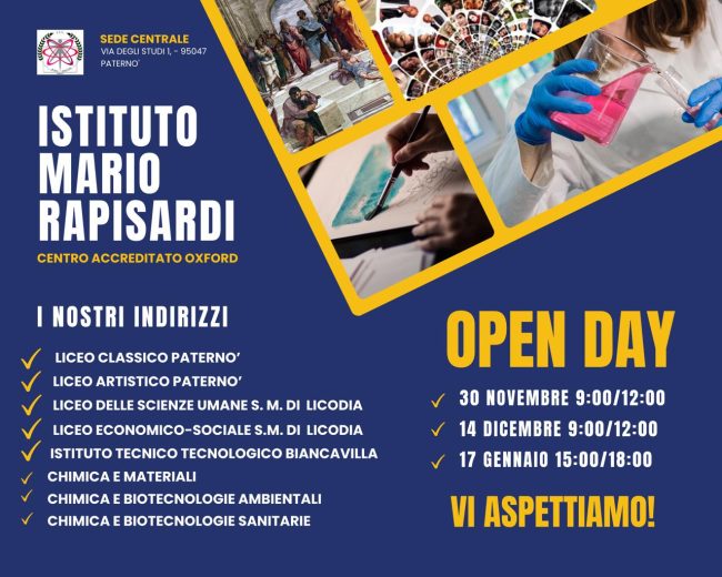 All’I.I.S. “M. Rapisardi” di Paternò Open Day e Notte nazionale del Liceo Classico si incontrano