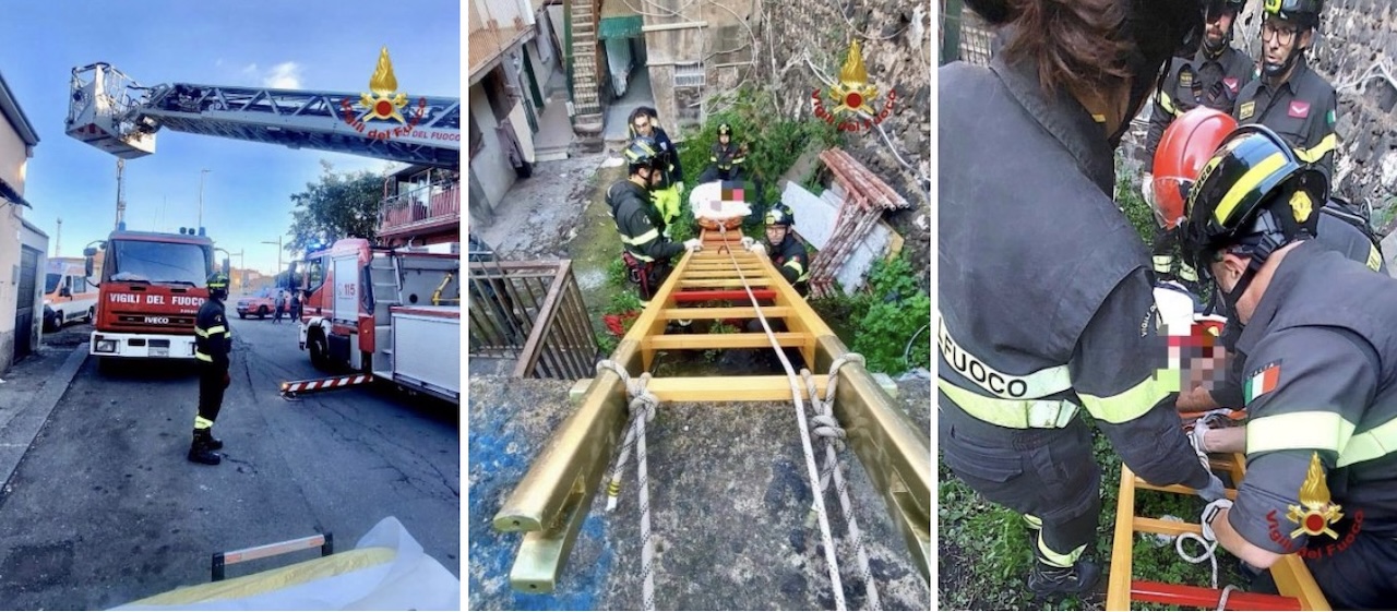 Donna obesa di Picanello soccorsa da Vigili del Fuoco e 118