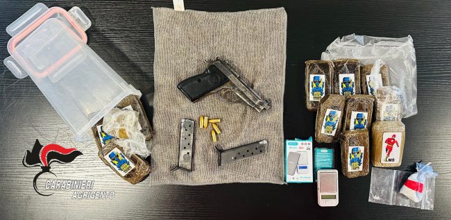 Armi, eroina e oltre un chilo di hashish: arrestato 46enne a Ravanusa