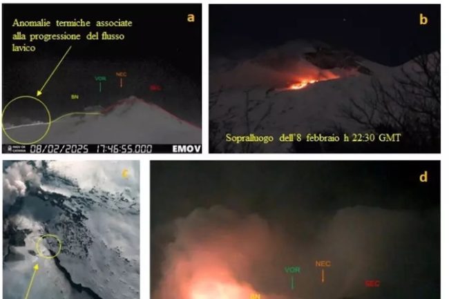 Etna, continua l’attività eruttiva dalla base del cratere Bocca Nuova