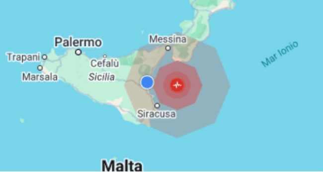 Terremoto magnitudo 4.7 in Sicilia