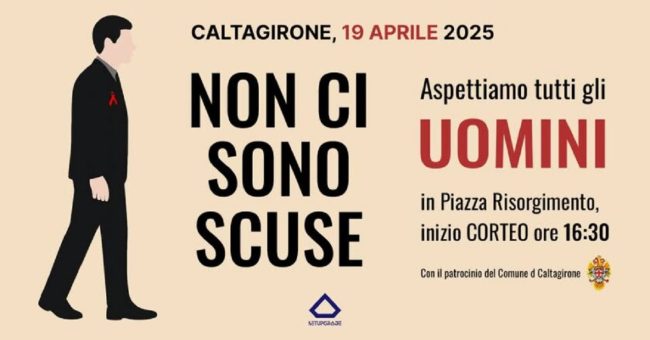 Caltagirone diventa simbolo di solidarietà, organizzato un corteo di soli uomini contro i femminicidi