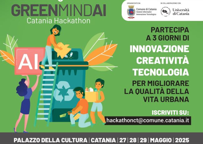 “GreenMindAI Catania Hackathon”: al via la prima sfida tecnologica promossa da un’amministrazione comunale in Italia