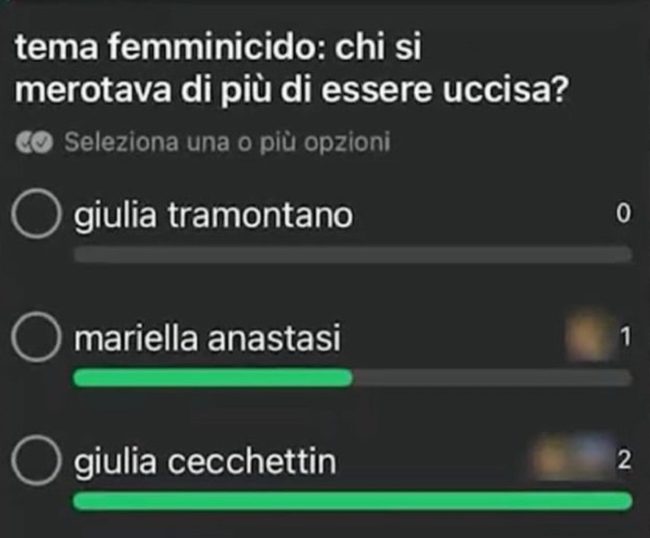 Vittime di femminicidio, nella bufera il sondaggio su WhatsApp: “Chi meritava di più la morte?”