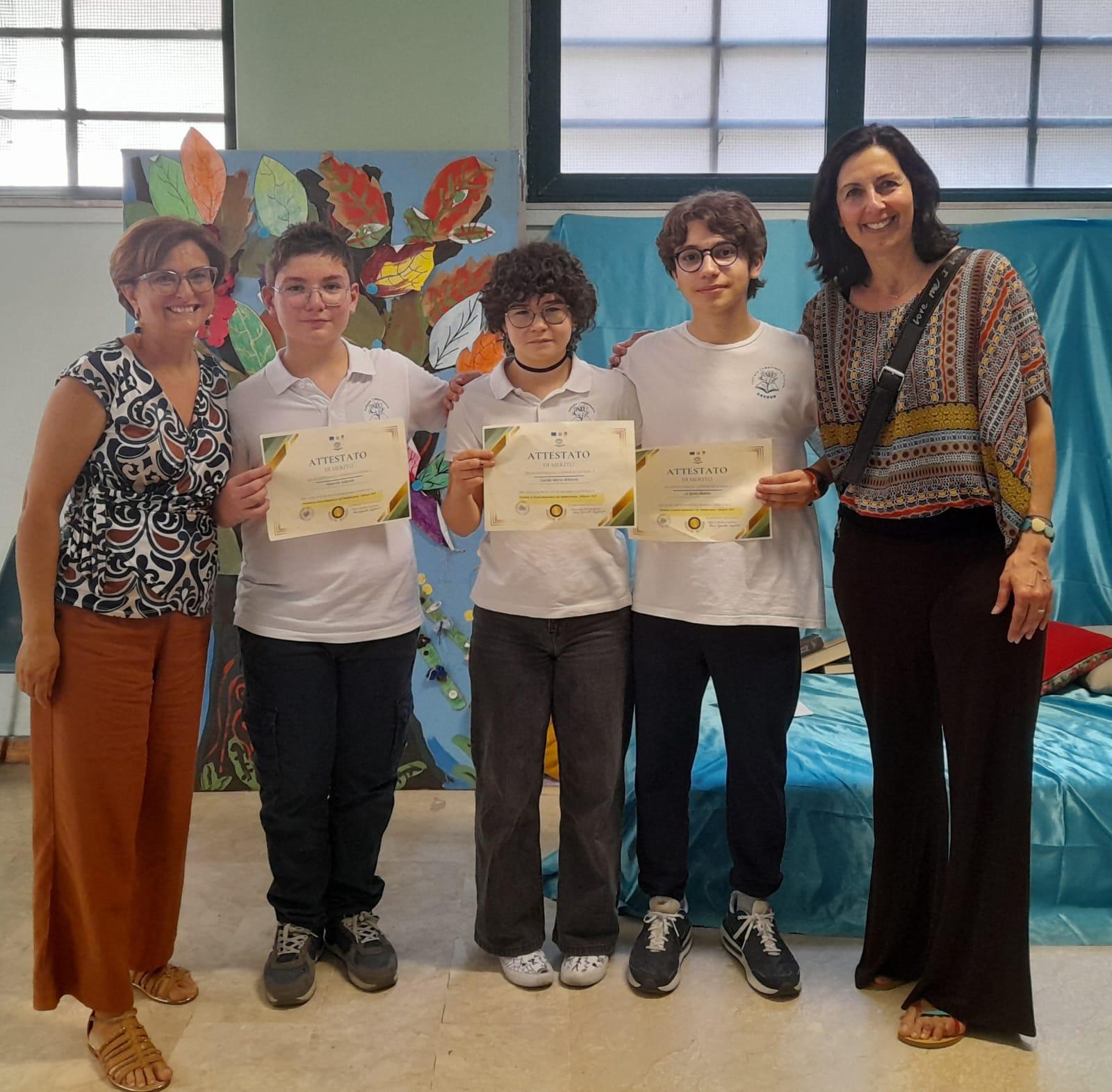 Ai Giochi Matematici del Mediterraneo tre finalisti dell’I.C. “Cavour” di Catania