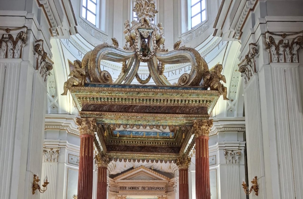 Santa Flavia, restaurato il baldacchino monumentale della basilica di Sant’Anna: “Restituiamo un bene alla comunità”