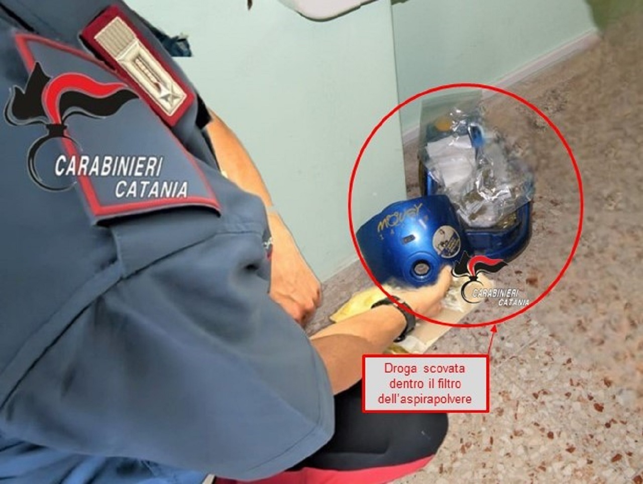 Spaccio a Giarre, nasconde gli stupefacenti dentro un’aspirapolvere
