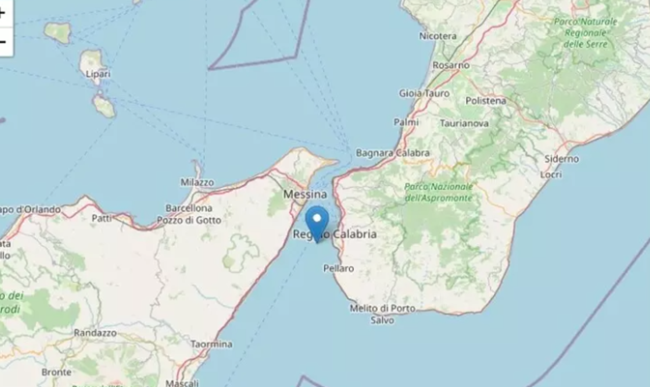 Scossa di terremoto tra Reggio Calabria e Messina all’alba di oggi: magnitudo 2.6