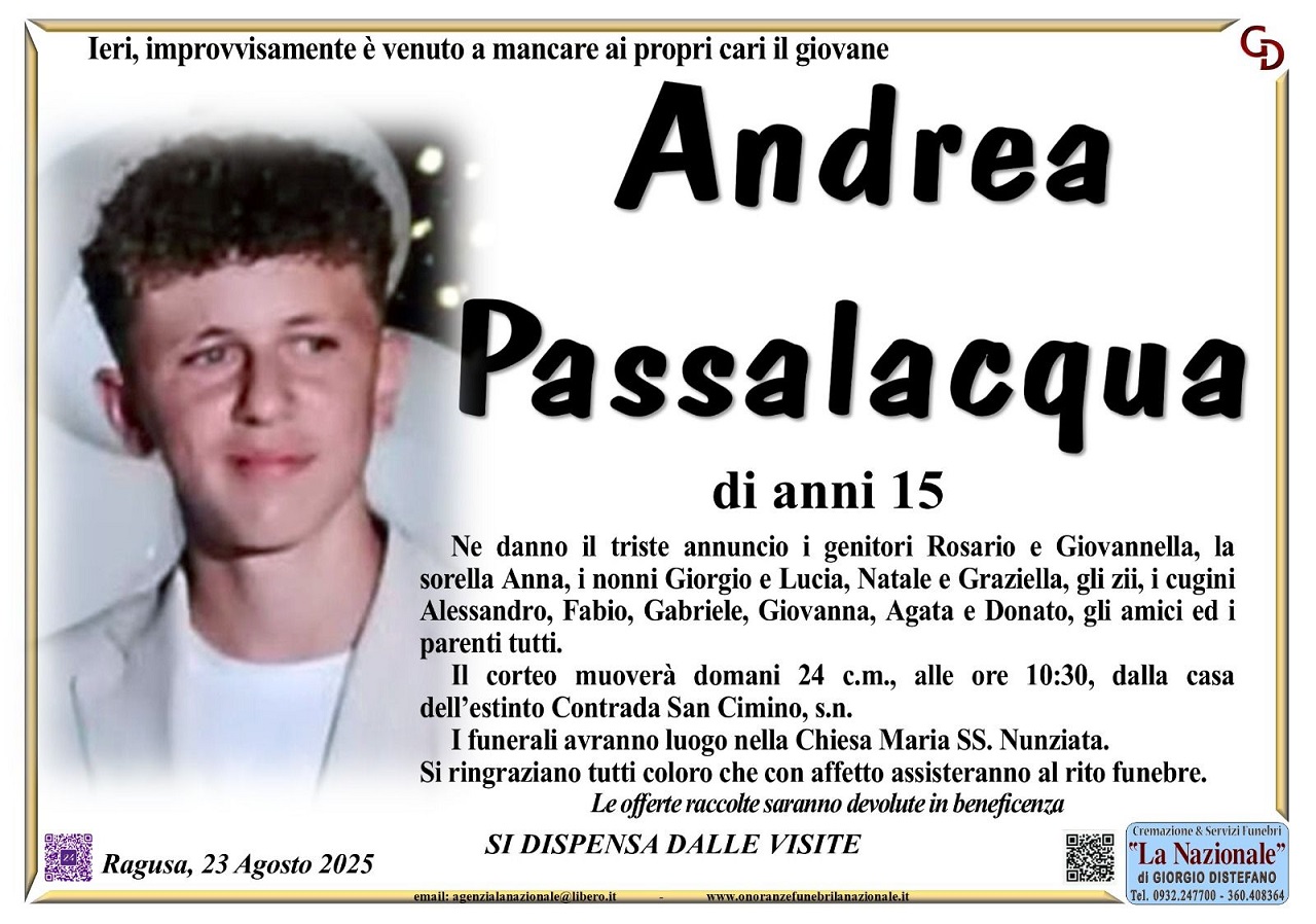 Andrea morto a 15 anni schiacciato da un trattore, domani i funerali