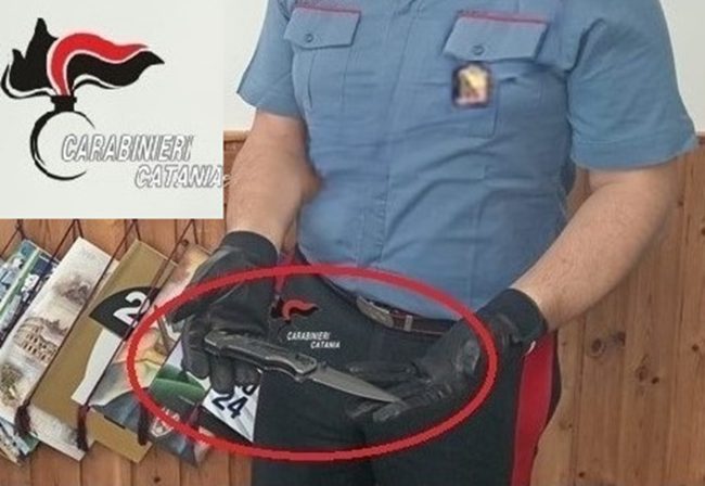 Belpasso, 21enne denunciato: aveva un coltello a serramanico nel borsello