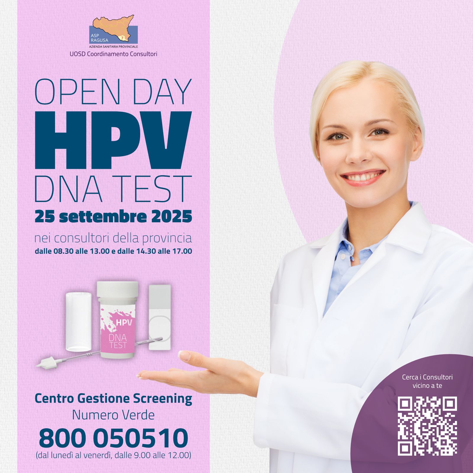 Ragusa, screening gratuito per la prevenzione del tumore al collo dell’utero il 25 settembre Ragusa, screening gratuito per la prevenzione del tumore al collo dell’utero il 25 settembre