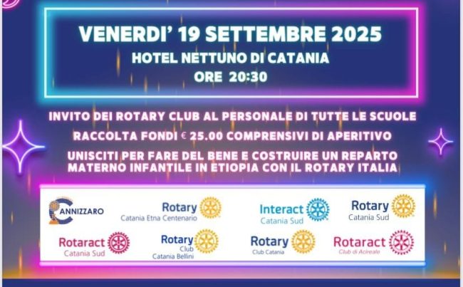 ITI “Cannizzaro” e Rotary Club Catania Etna Centenario organizzano una festa per l’inizio dell’anno scolastico all’insegna della solidarietà