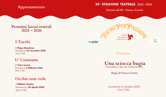 Con “Una sciocca bugia” comincia la nuova stagione 2025/2026 del “Teatro Per Passione”