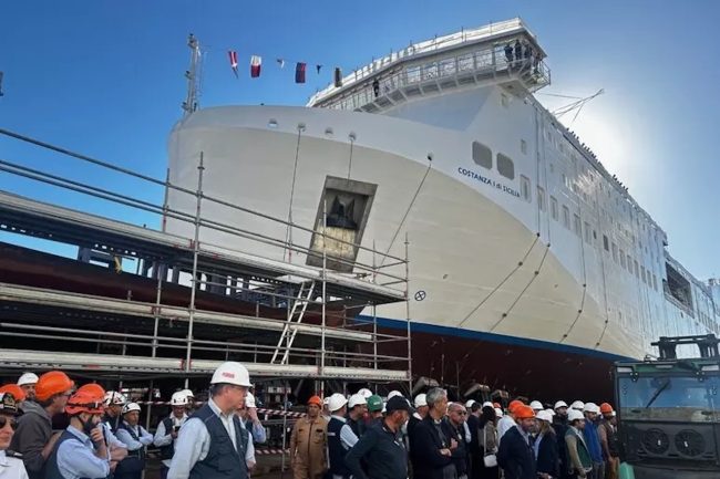 Palermo, varo del nuovo traghetto ro-pax “Costanza I di Sicilia” destinato alle isole minori