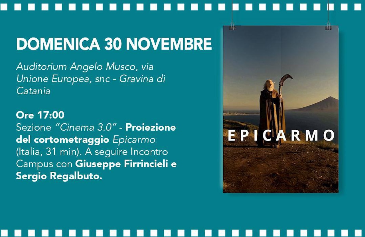 Al Festival del Cinema Breve di Gravina di Catania arriva, fuori concorso, il film “Epicarmo – Il sogno di un viaggio in un’altra dimensione del tempo” di Giuseppe Firrincieli