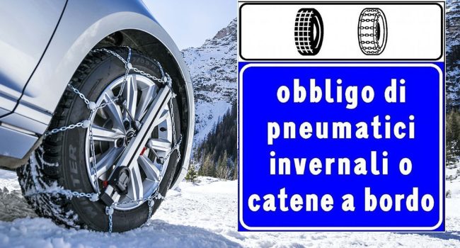 Sicilia, dal 15 novembre scatta l’obbligo di catene a bordo o pneumatici invernali