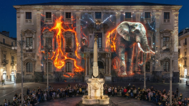 “Pietra Canta”: il mito del Liotru illumina Piazza Duomo con uno spettacolo di videomapping
