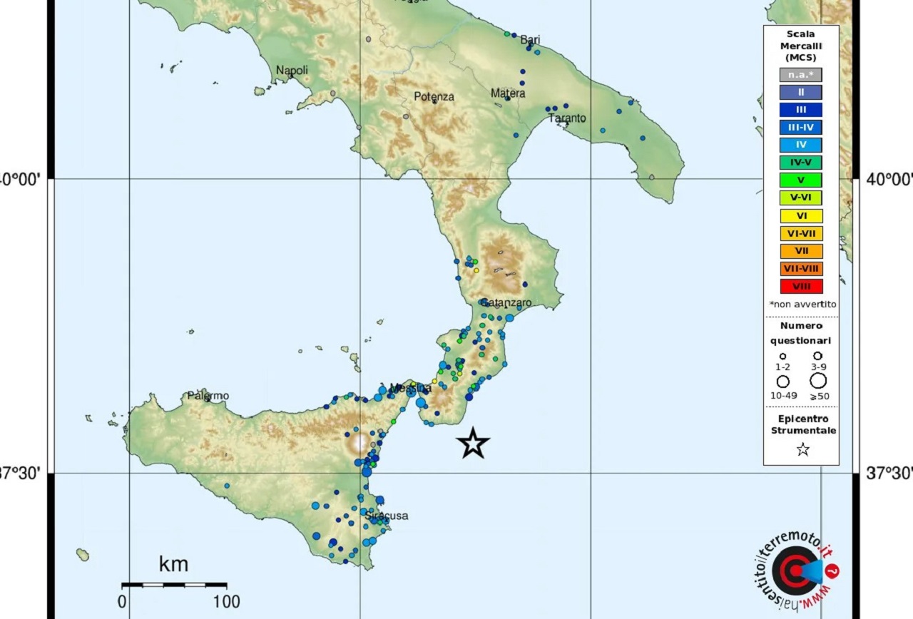 Il terremoto di oggi che ha svegliato Calabria e Sicilia. INGV: “Zona ad alta pericolosità sismica”