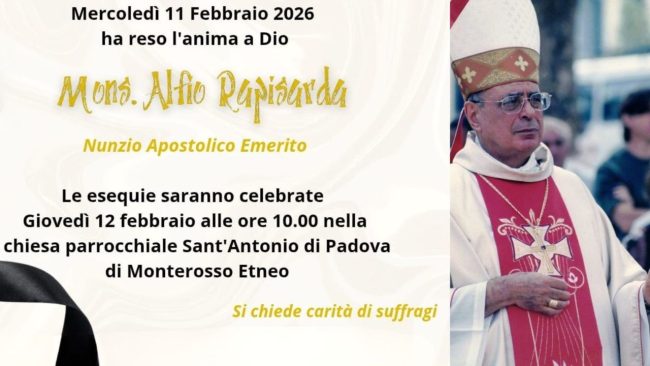 Si è spento a 92 anni l’Arcivescovo Alfio Rapisarda: è stato Nunzio apostolico del Portogallo