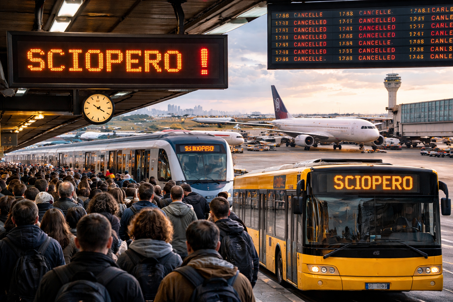 Marzo nero per i trasporti: scioperi di voli e bus, tutte le date da segnare Marzo nero per i trasporti: scioperi di voli e bus, tutte le date da segnare