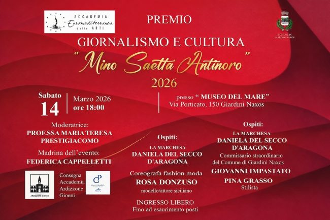 Giardini Naxos, al Museo del Mare il Premio Giornalismo e Cultura “Mino Saetta Antinoro”