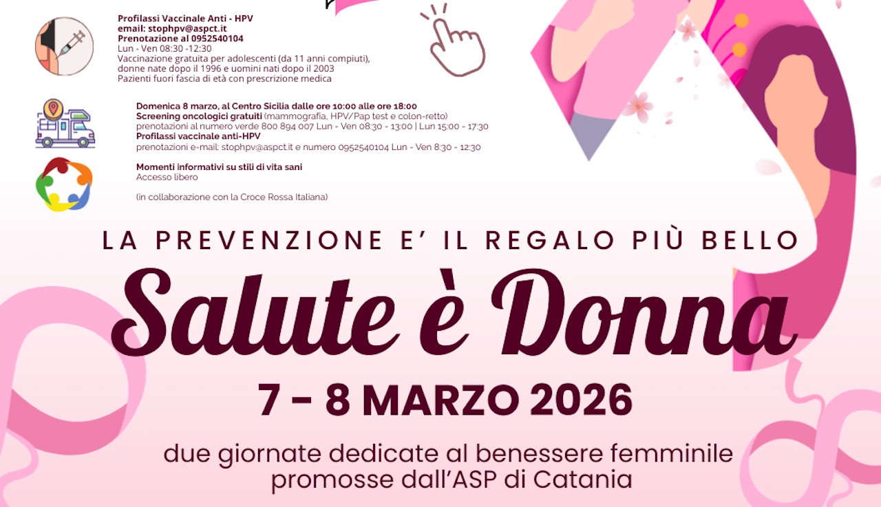 “Salute è Donna”: 7 e 8 marzo due giornate di prevenzione promosse dall’Asp di Catania