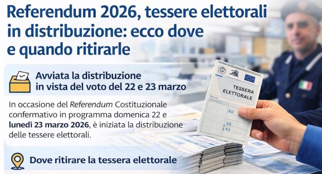 Referendum 2026, tessere elettorali in distribuzione a Catania: ecco dove e quando ritirarle