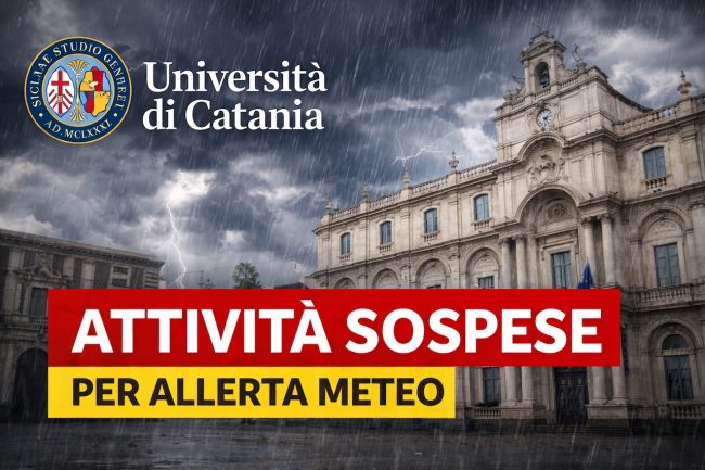 Allerta meteo, sospese le attività didattiche all’Università di Catania
