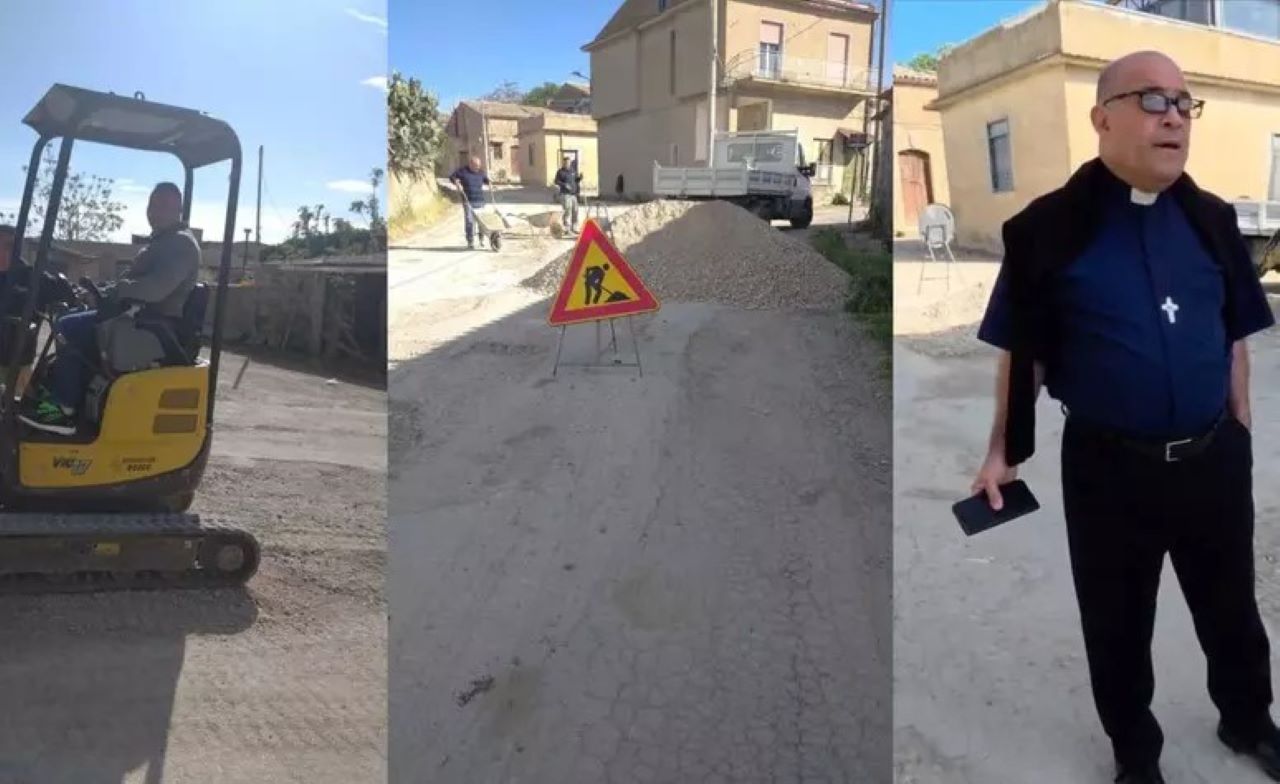 Buche nel manto stradale a Caltanissetta. Il parroco: “Avevo deciso di intervenire, ma il Comune ha avviato i lavori”