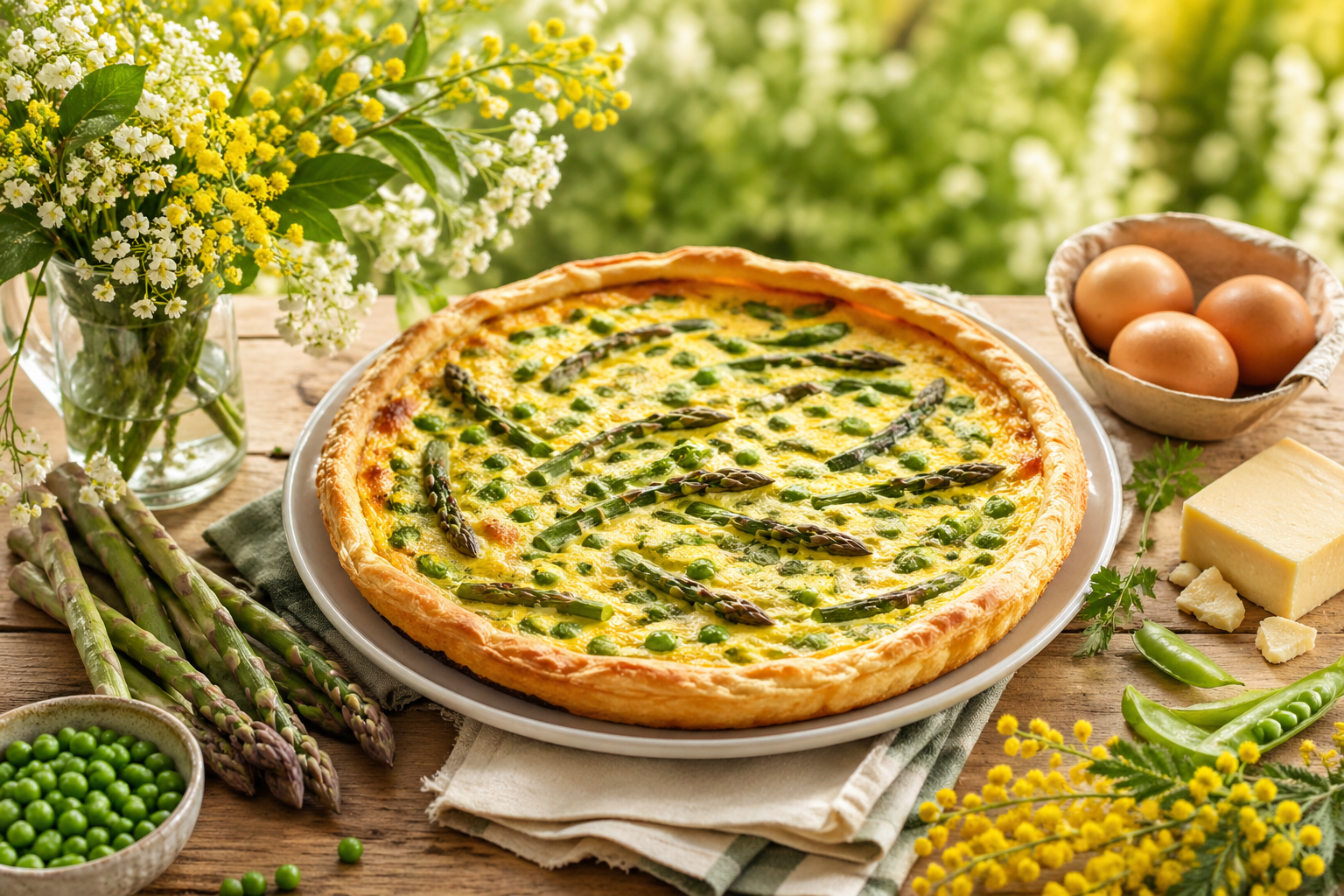 1° Maggio in tavola: torta salata primavera con asparagi e piselli