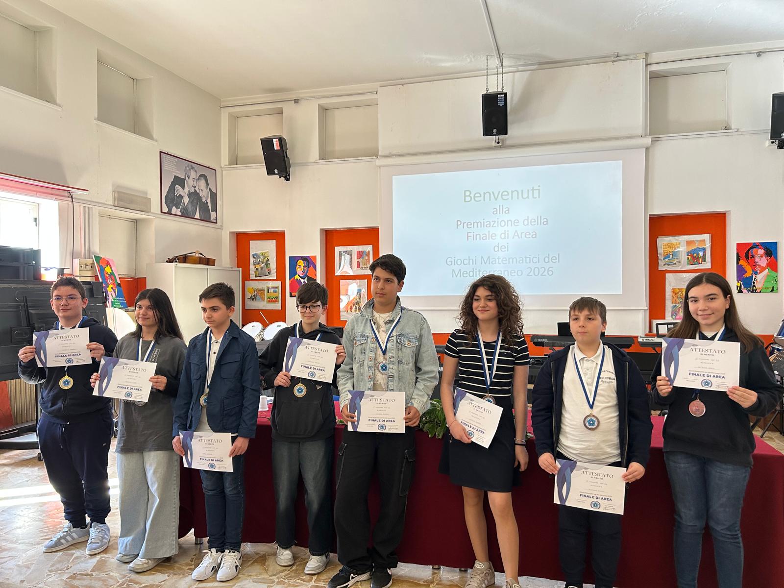 Premi per gli alunni della Cavour ai Giochi Matematici del Mediterraneo