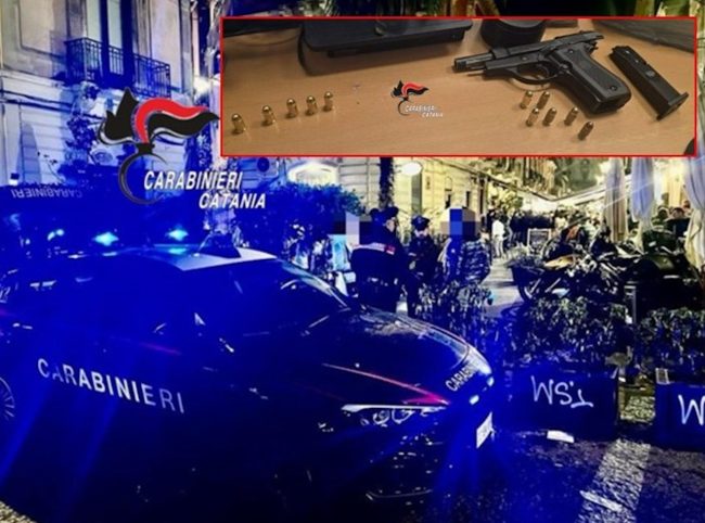 Catanese davanti a un pub con pistola clandestina: decisivo un Carabiniere fuori servizio