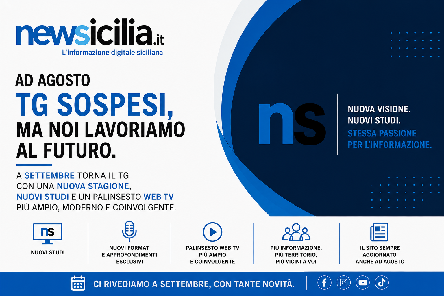 NewSicilia guarda al futuro: Tg Flash in pausa ad agosto per riprendere a settembre ma l’informazione continua su NewSicilia