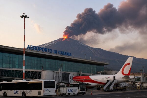 Eruzione Etna, aeroporto di Catania ancora chiuso: stop ad arrivi e partenze fino alle 14