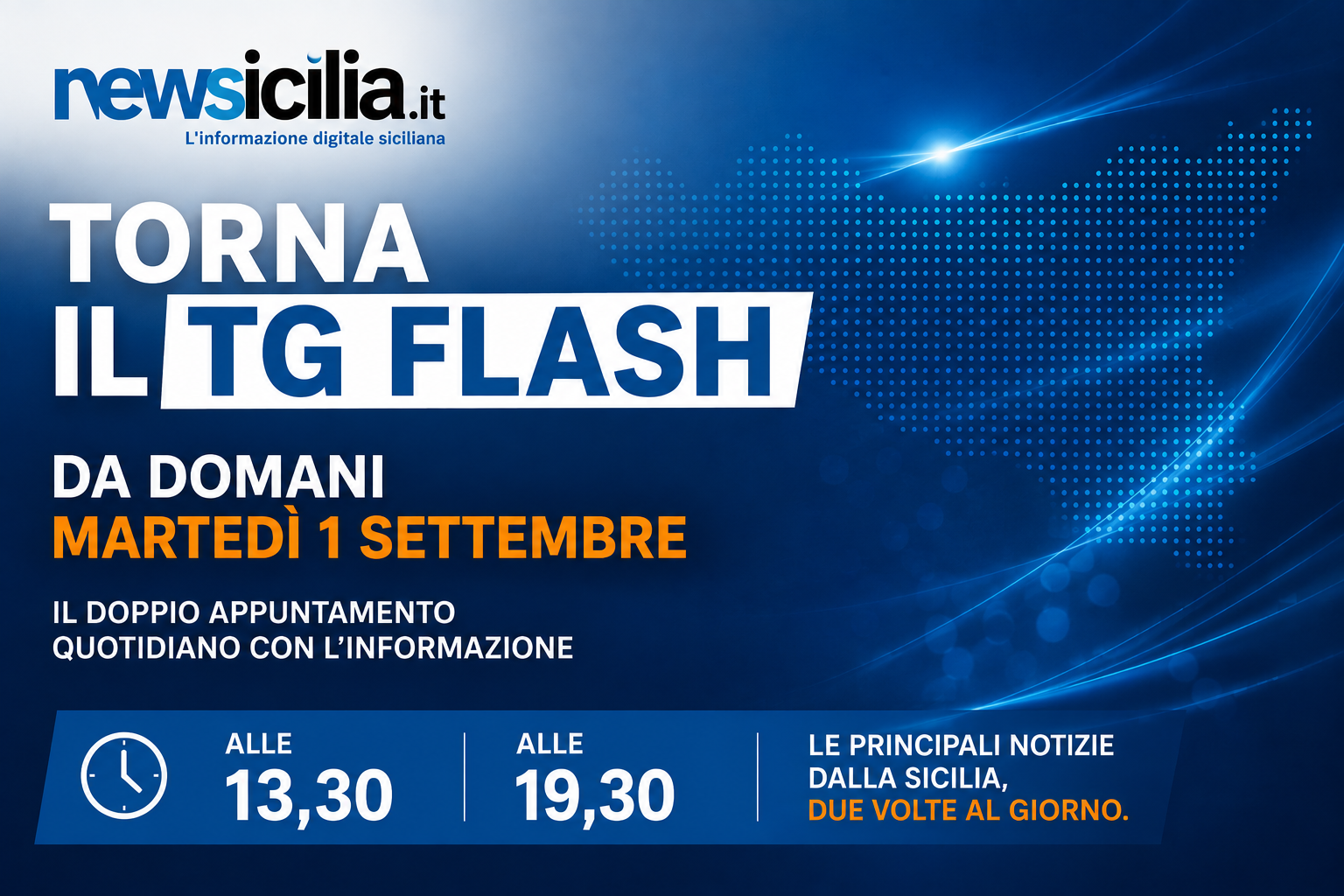 Torna il Tg Flash di NewSicilia: da domani riparte il doppio appuntamento quotidiano