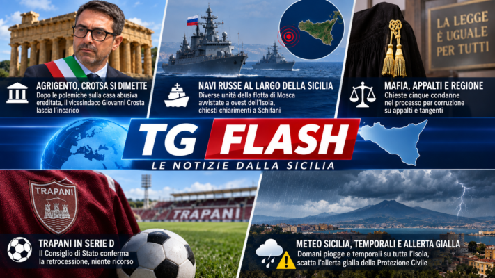 Agrigento, si dimette il vicesindaco. Navi russe al largo della Sicilia e Trapani confermato in serie D | TG Flash 19.30