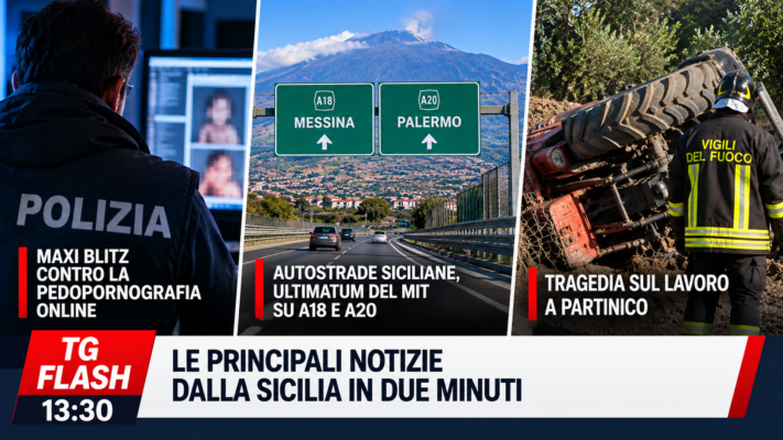 Maxi blitz contro la pedopornografia online, rischio stop su A18 e A20 e tragedia a Partinico | TG Flash 13:30