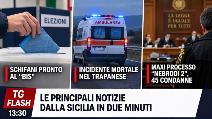 Schifani pronto al “bis”, incidente mortale nel Trapanese. Maxi processo “Nebrodi 2” | TG Flash 13:30