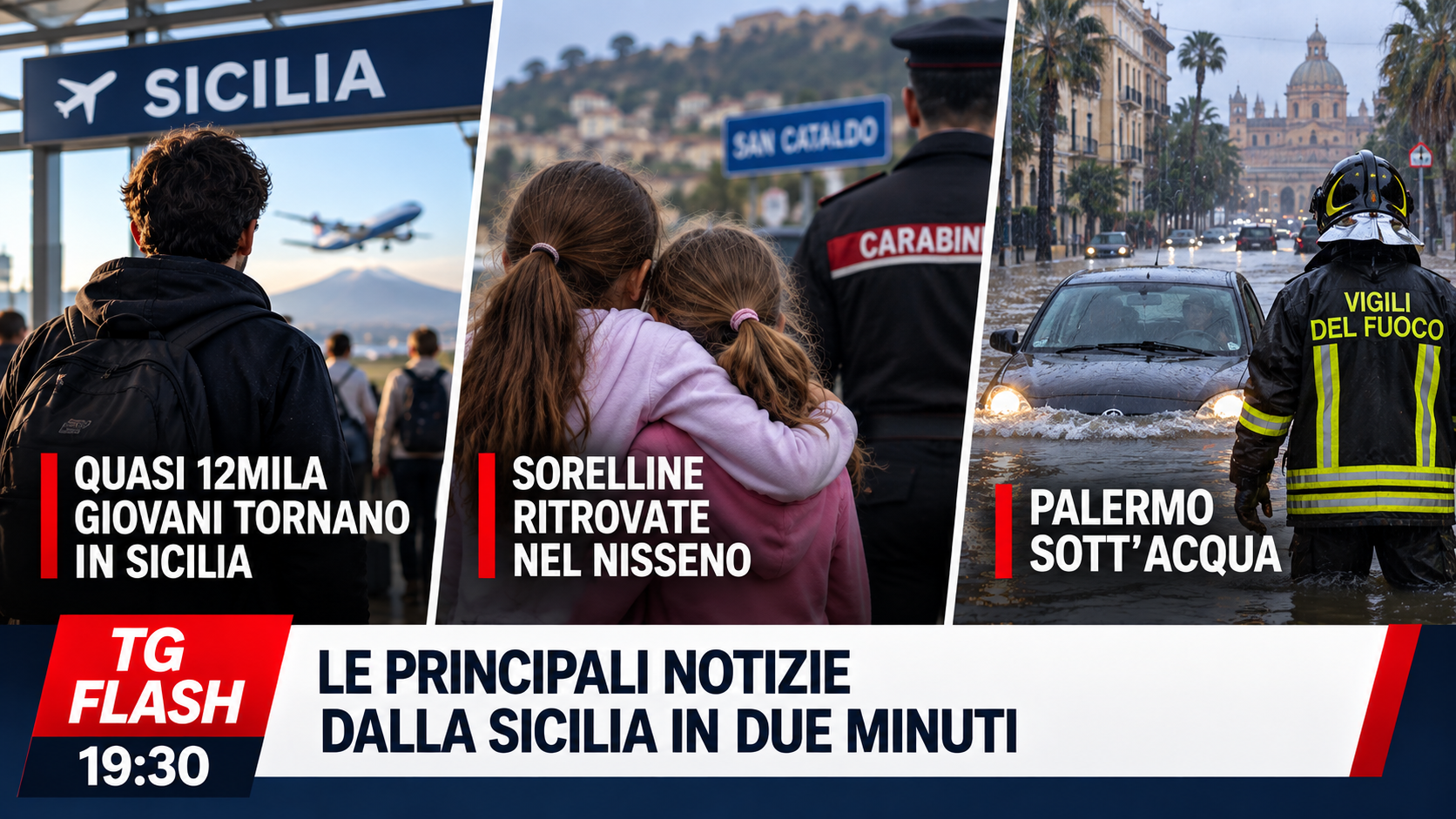 Quasi 12mila giovani tornano in Sicilia, sorelline ritrovate nel Nisseno. Palermo sott’acqua | TG Flash 19:30