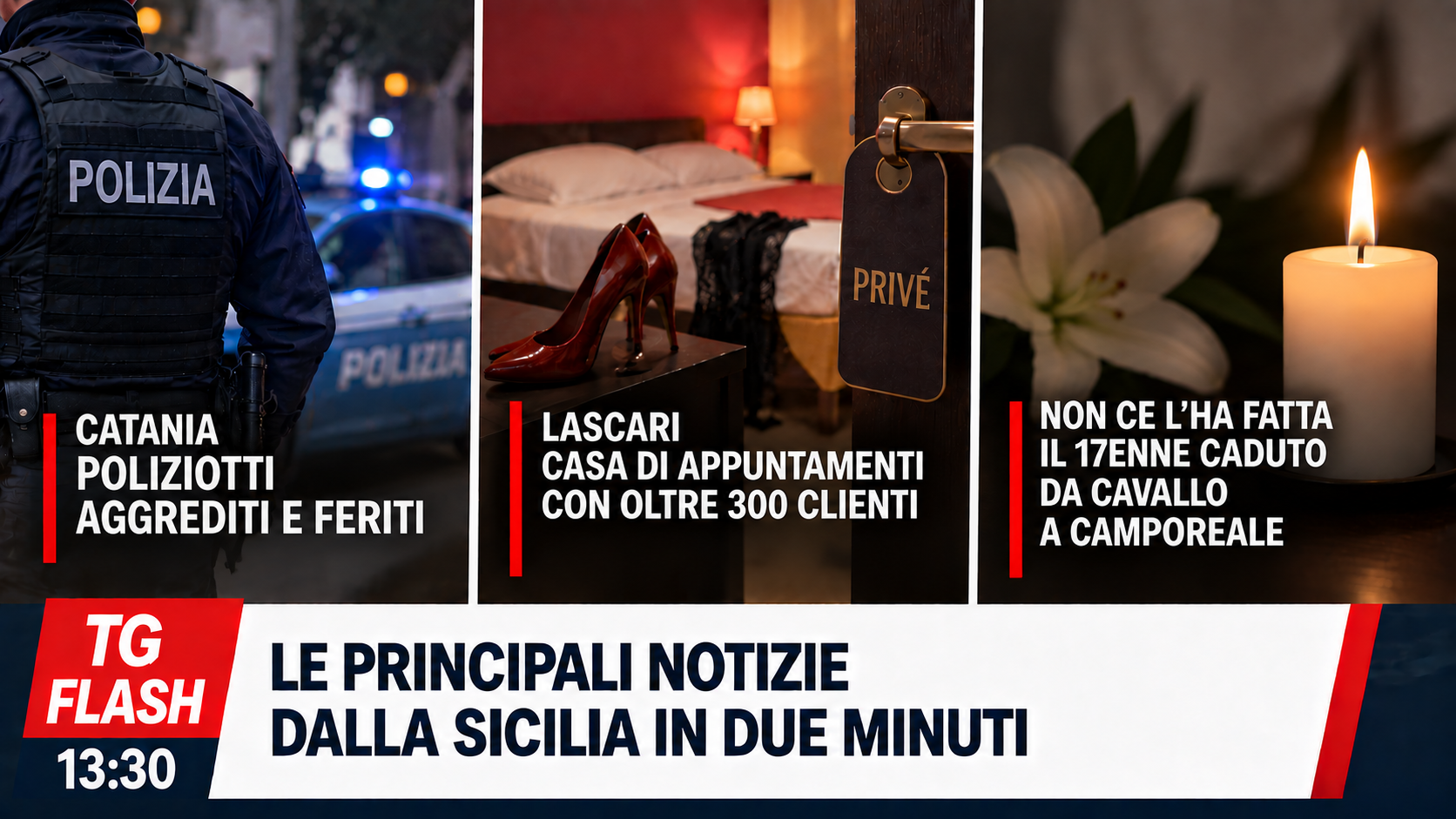Poliziotti aggrediti a Catania, casa di appuntamenti con oltre 300 clienti. Camporeale piange Ismaele | TG Flash 13:30