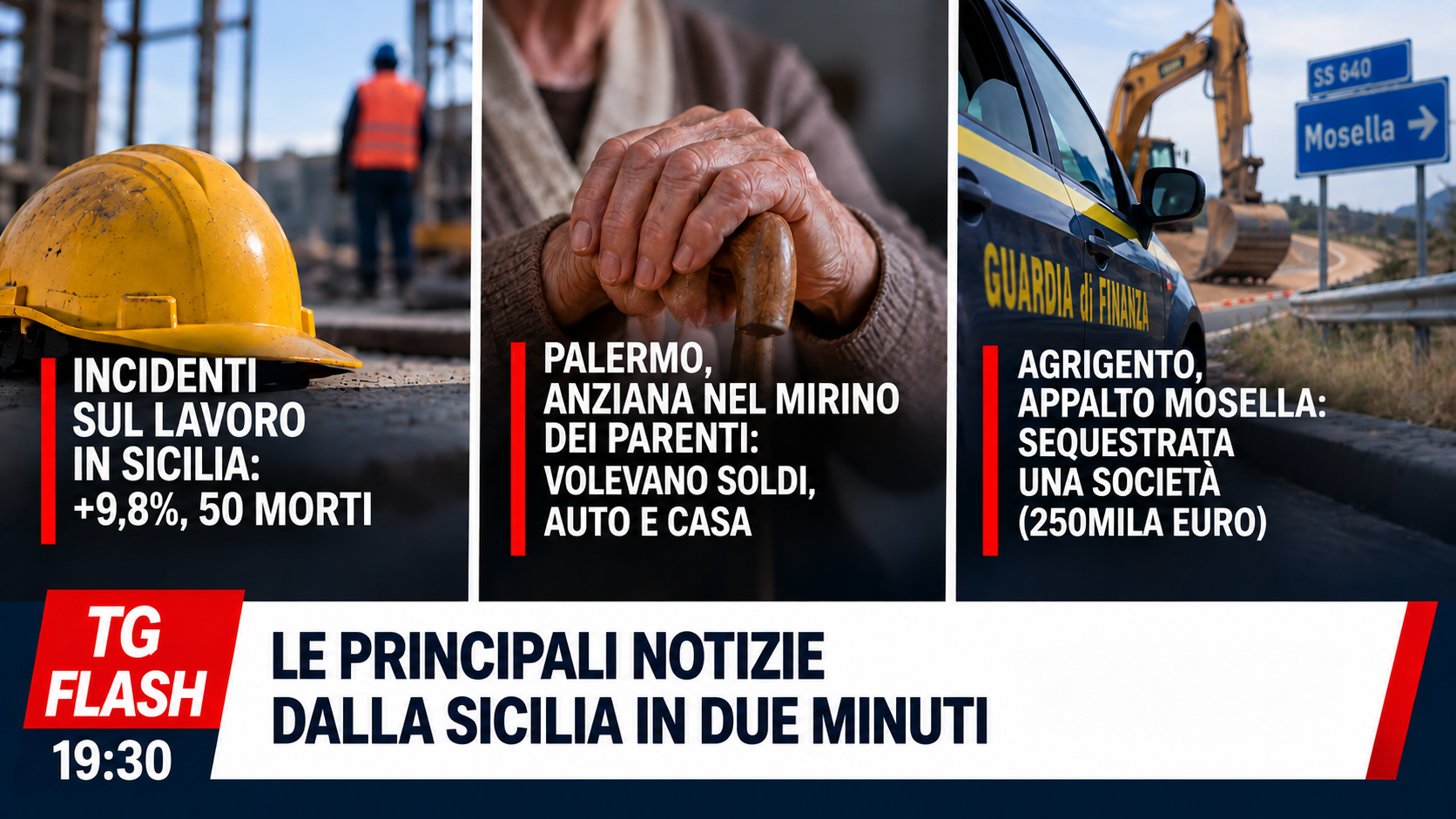 Incidenti sul lavoro in aumento in Sicilia, anziana nel mirino dei parenti e società sequestrata ad Agrigento | TG Flash 19:30