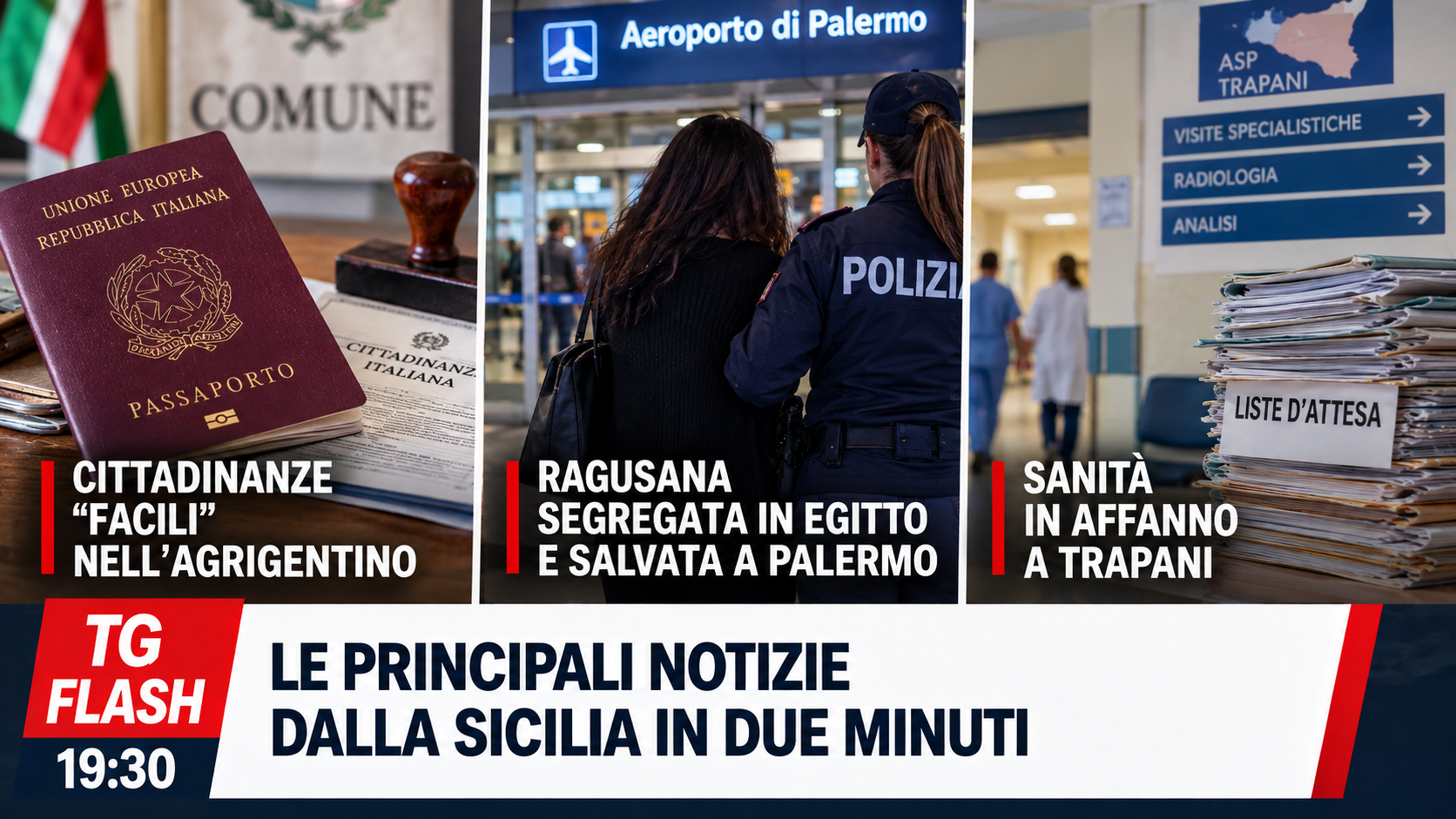 Cittadinanze “facili” nell’Agrigentino, ragusana segregata in Egitto e sanità in affanno a Trapani | TG Flash 19:30