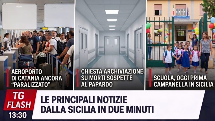 Aeroporto di Catania ancora “paralizzato”, chiesta archiviazione su morti sospette al Papardo.  Scuola, oggi prima campanella in Sicilia  | TG Flash 13:30