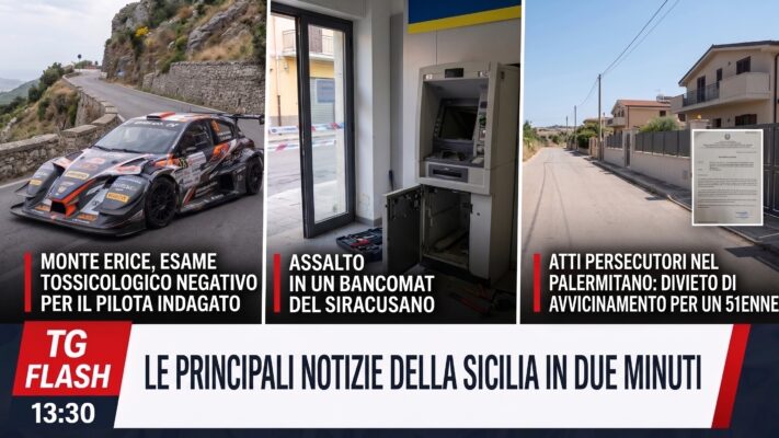 Test tossicologico negativo sul pilota di Monte Erice, assalto in un bancomat a Lentini. Atti persecutori nel Palermitano | TG Flash 13:30