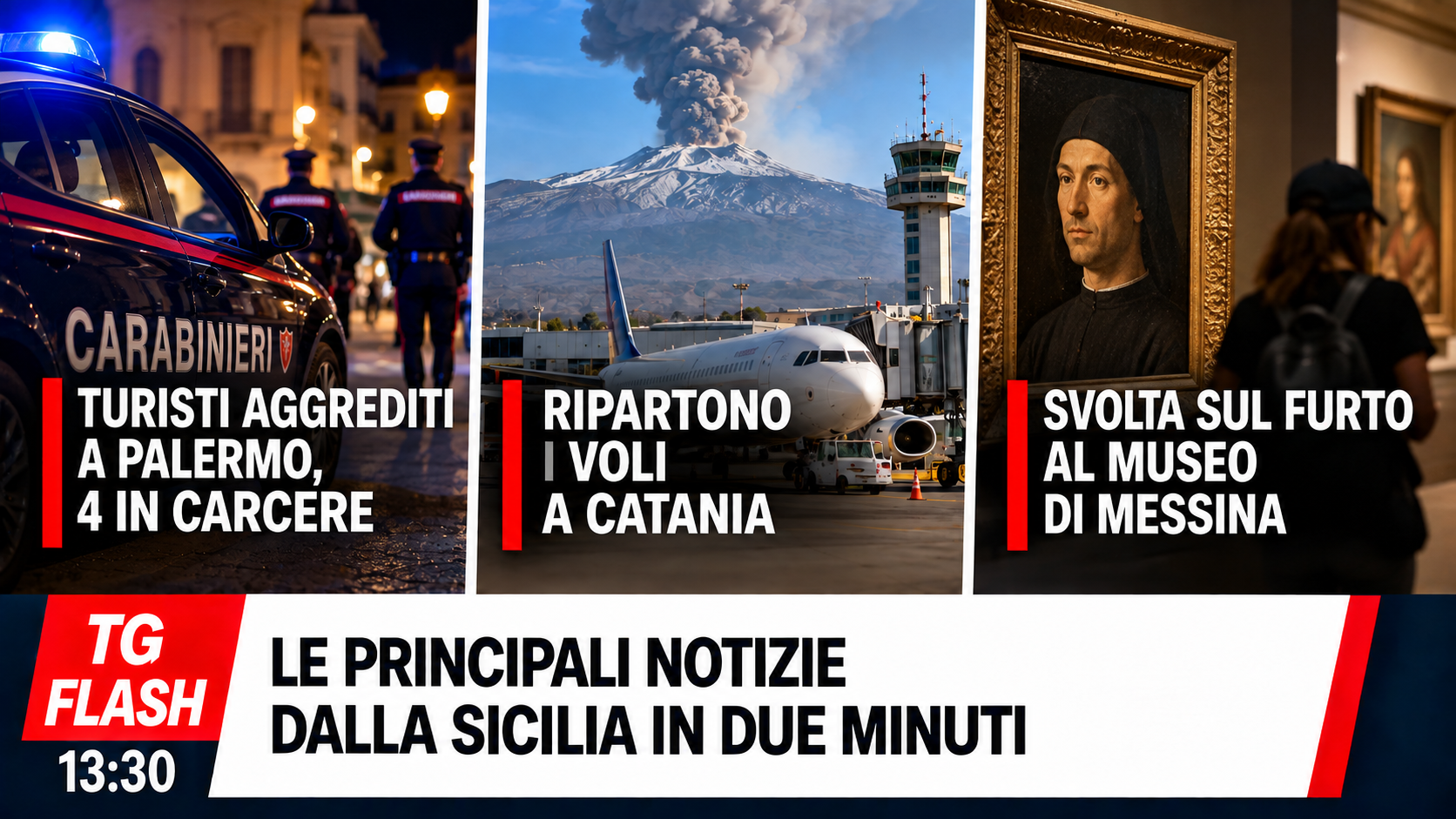 Turisti aggrediti a Palermo, ripartono i voli a Catania e svolta sul furto al Museo di Messina | TG Flash 13:30