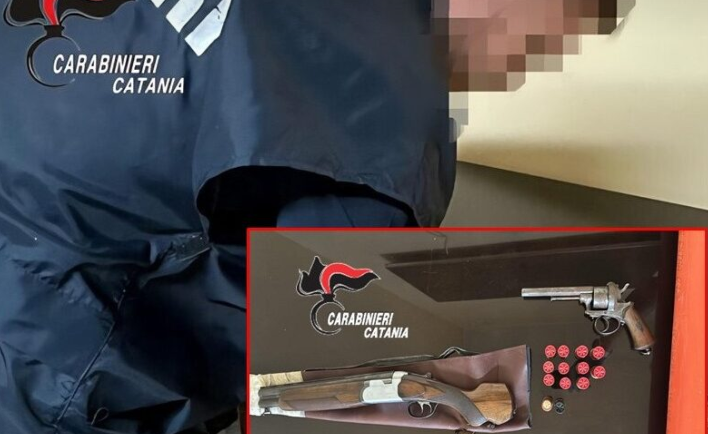 Catania, teneva in casa un fucile a canne mozze e una rivoltella