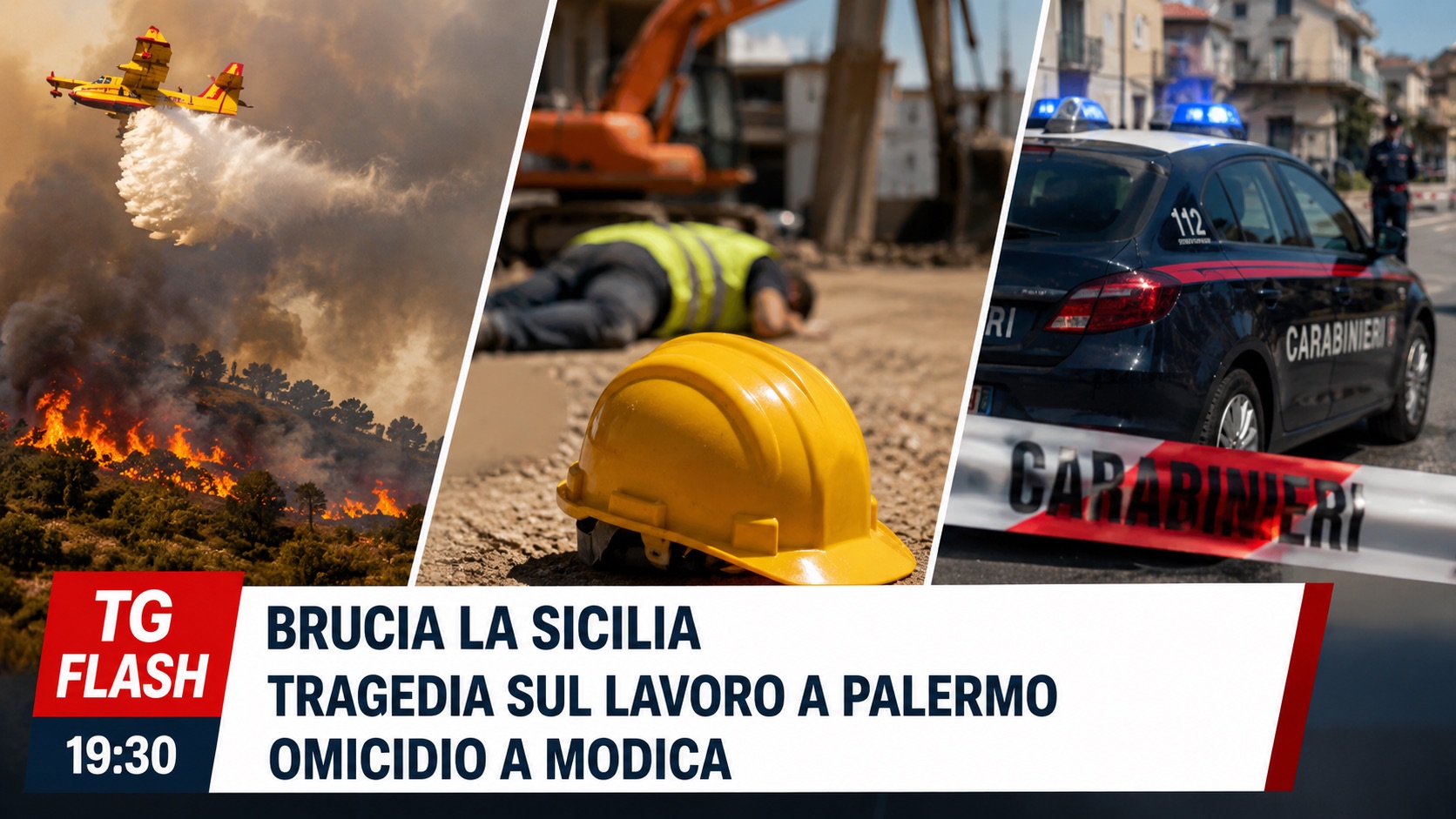 Brucia la Sicilia, tragedia sul lavoro a Palermo. Omicidio a Modica | TG Flash 19:30