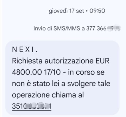Finti SMS Nexi, scatta l’allarme truffa: “Non richiamate quei numeri”