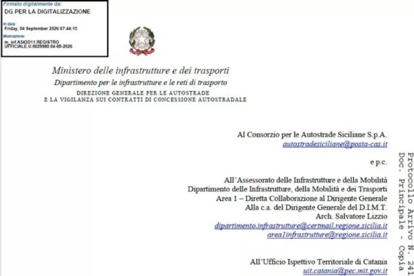 Autostrade siciliane, ultimatum del Mit su A18 e A20: interventi entro il 3 ottobre o rischio stop al traffico