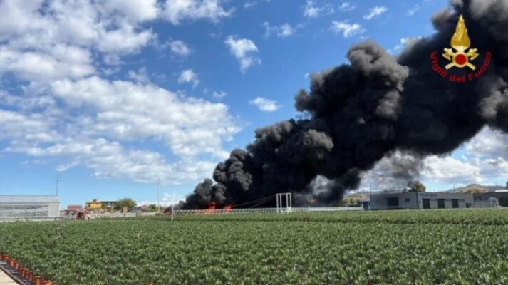 Vasto incendio in un vivaio di Milazzo